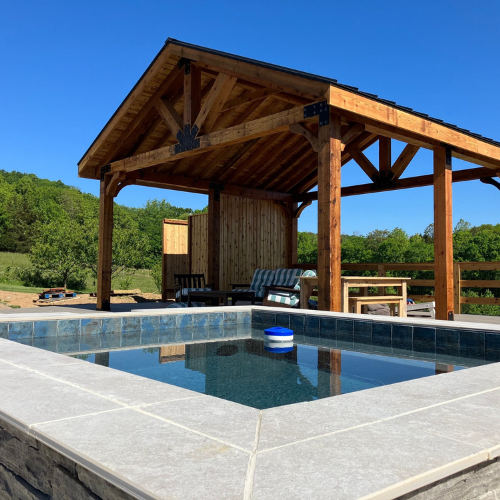 Pool Contractor Franklin, TN Hot tub installation with cedar pergola
